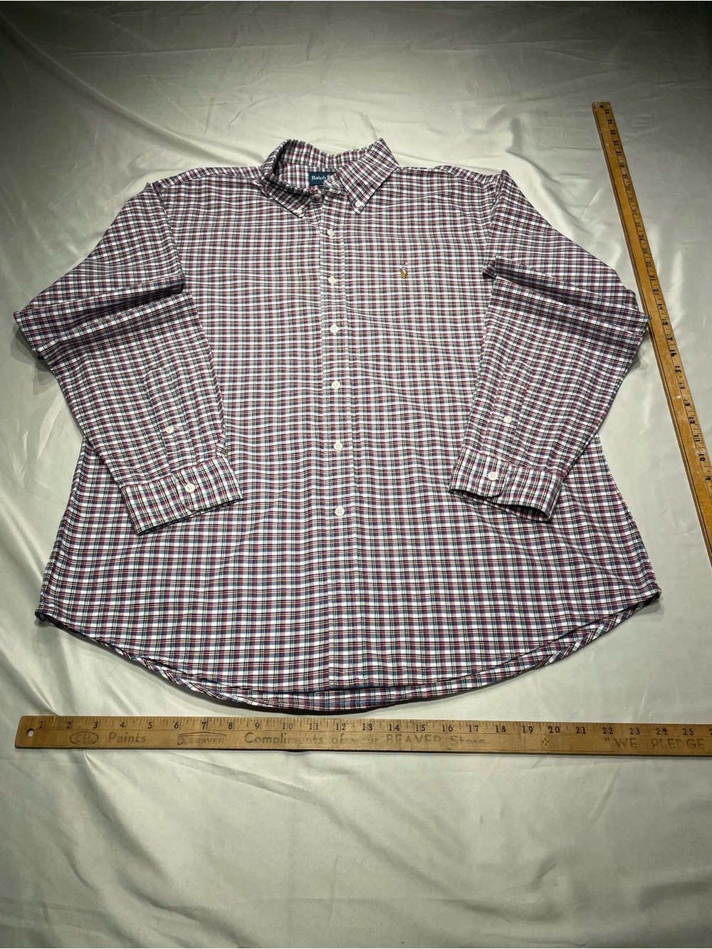 Ralph Lauren size XL Long-Sleeve Button-Down Plaid Shirt - Red & Blue Check